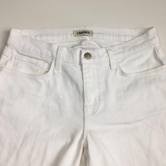 NWOT L'AGENCE Blanc/White THE DUKE 5 Pocket Ankle/Cropped Jeans - Picture 4 of 10